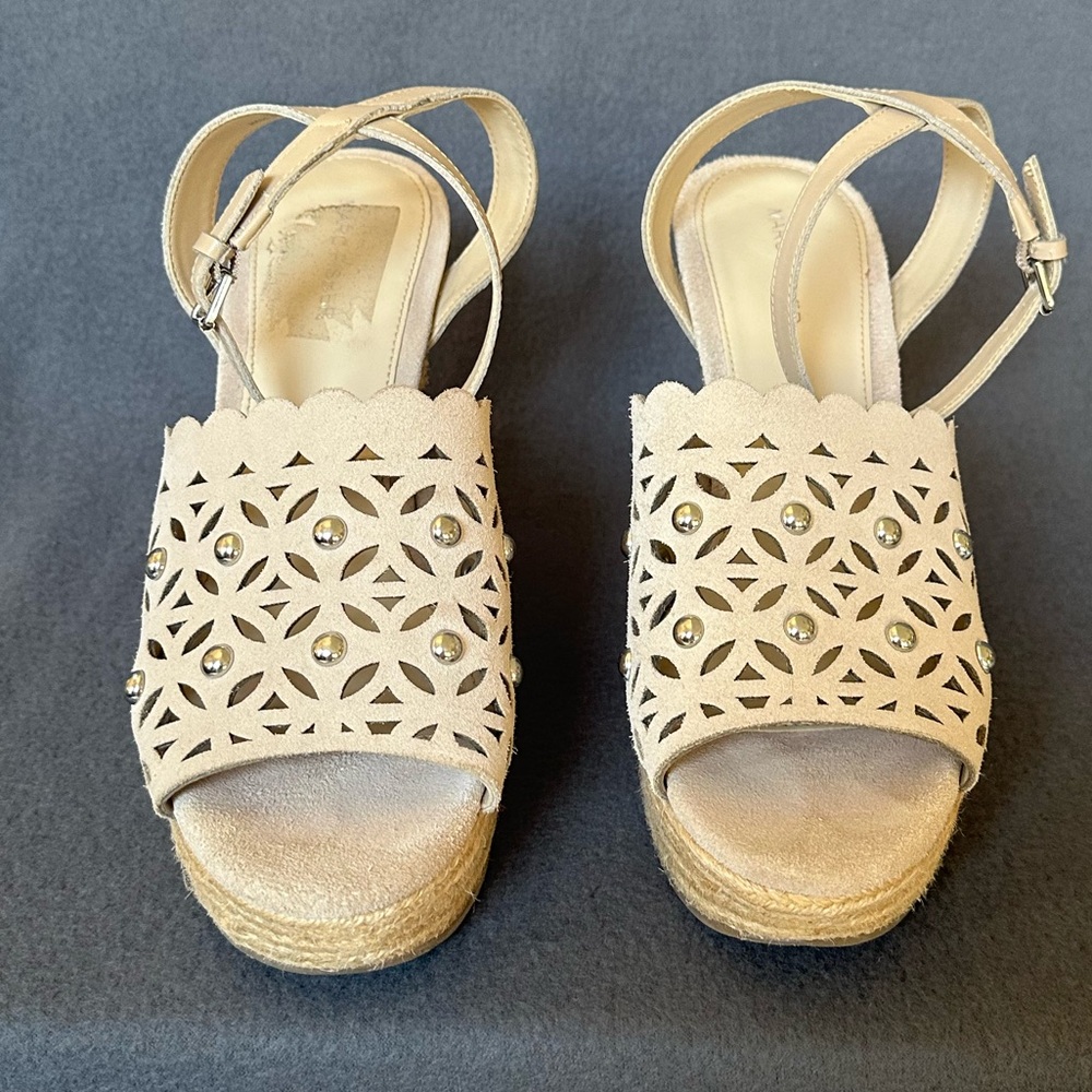 Marc Fisher Cream Espadrille Wedges